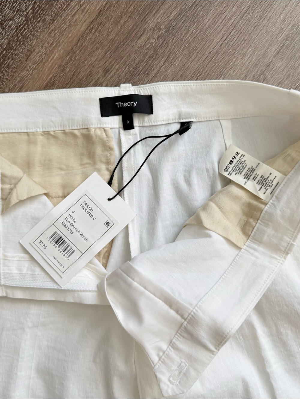Theory Men's Linen-Blend Pants in Cream White - Picture 4 of 6